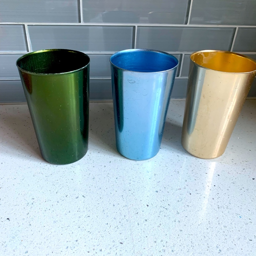 3 Vintage Mid Century Aluminum Tumblers